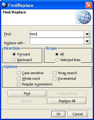 search dialog